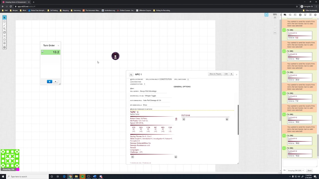 Roll20: Making an NPC