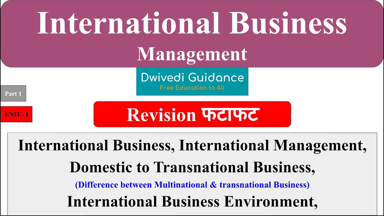 1| International Business Management | International Business, International Management, Environment