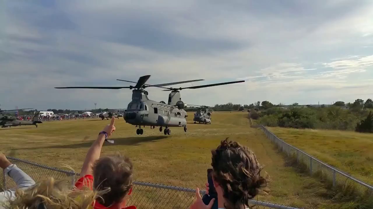 CH-47 Chinooks and AH-64 Apaches Departing COTA after F1 USGP