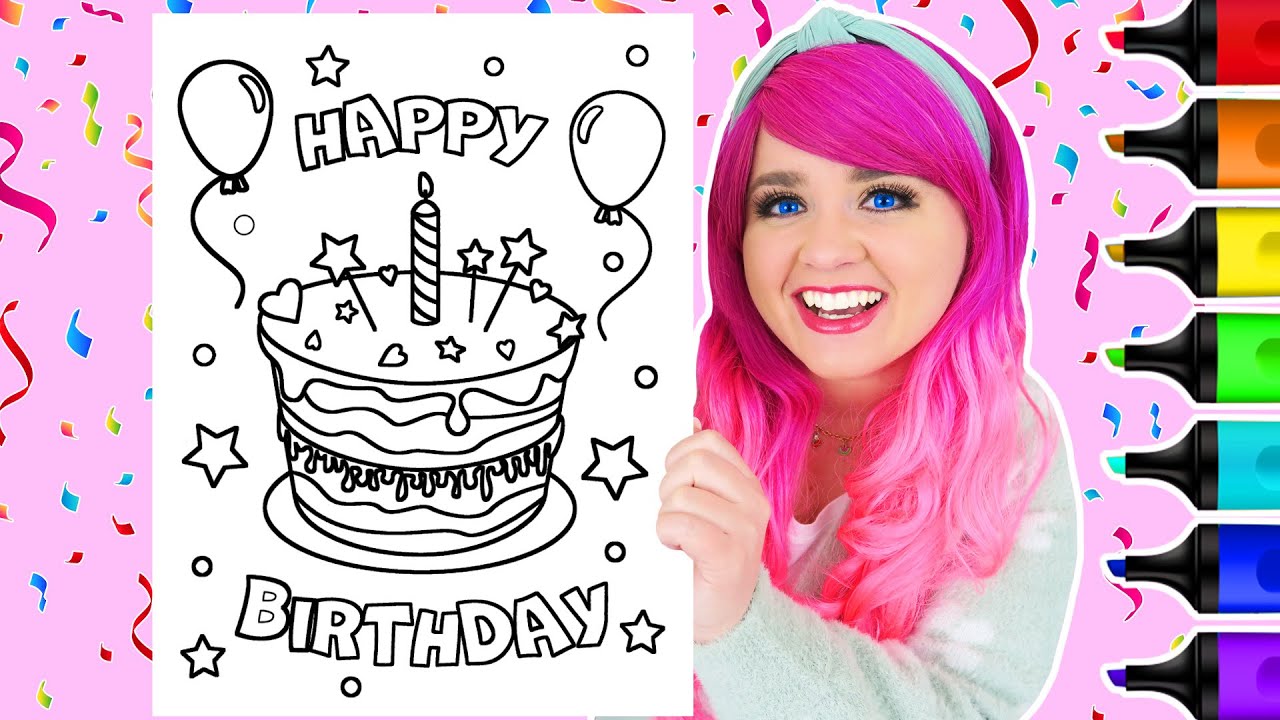 Coloring Happy Birthday Cake Coloring Page | Ohuhu Art Markers