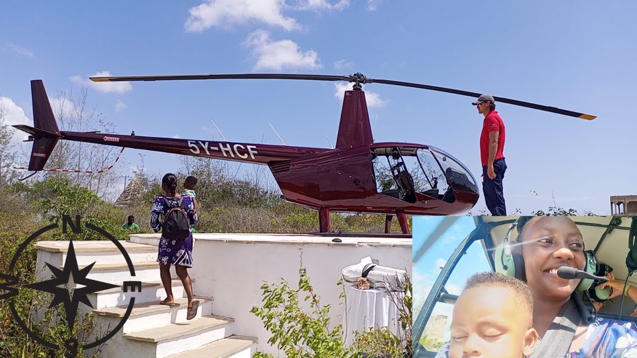 EPIC HELICOPTER TOUR OVER WATAMU - KENYA// MY SON & I 1ST TIME IN A HELICOPTER// #travel #adventure