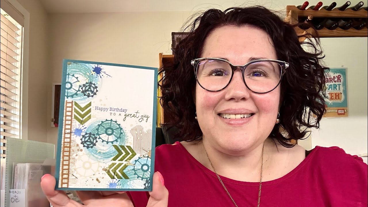Stampin’ Up! Gears & Textures, Swirled Designs with Rub Ons Masculine Card 