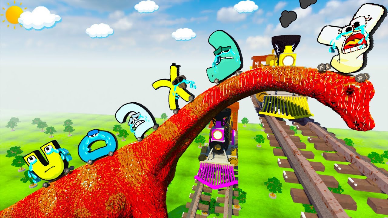 Testing Crying Alphabet Lore Car vs Giraffe Animal & Train Track in Teardown