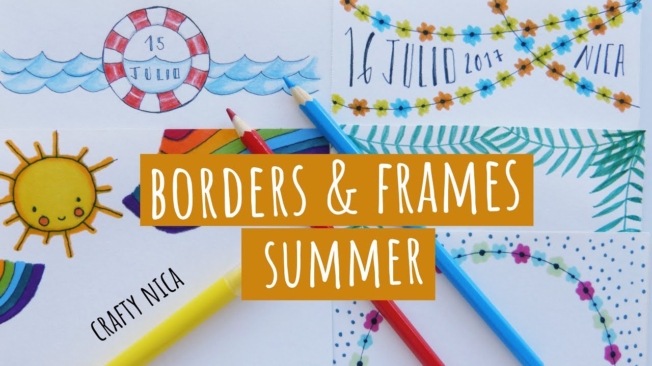 SUMMER-INSPIRED BORDERS & FRAMES DESIGNS. Summer doodles for cards & school projects
