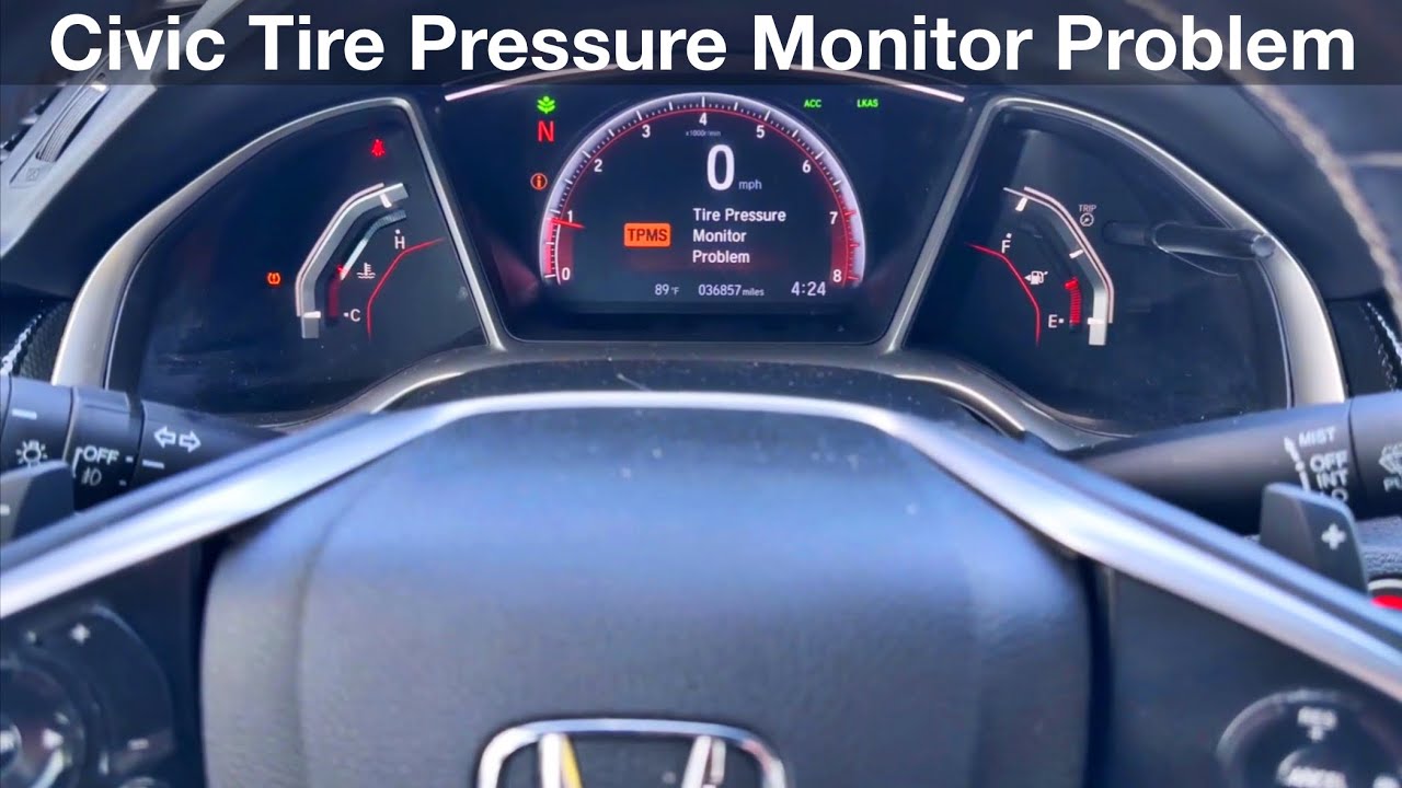 2016 - 2021 Honda Civic Tire pressure Monitor Problem / How to reset low pressure TPMS / Calibration