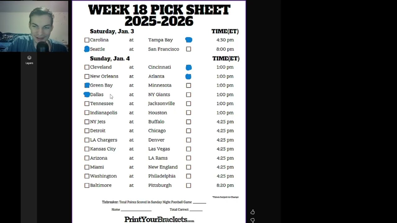 New Years Picks Week 18 NFL Picks+Predictions