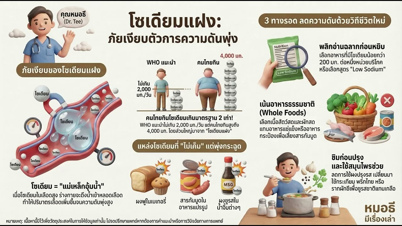 โซเดียมแฝงในอาหาร ตัวการความดันพุ่งและวิธีหลีกเลี่ยง