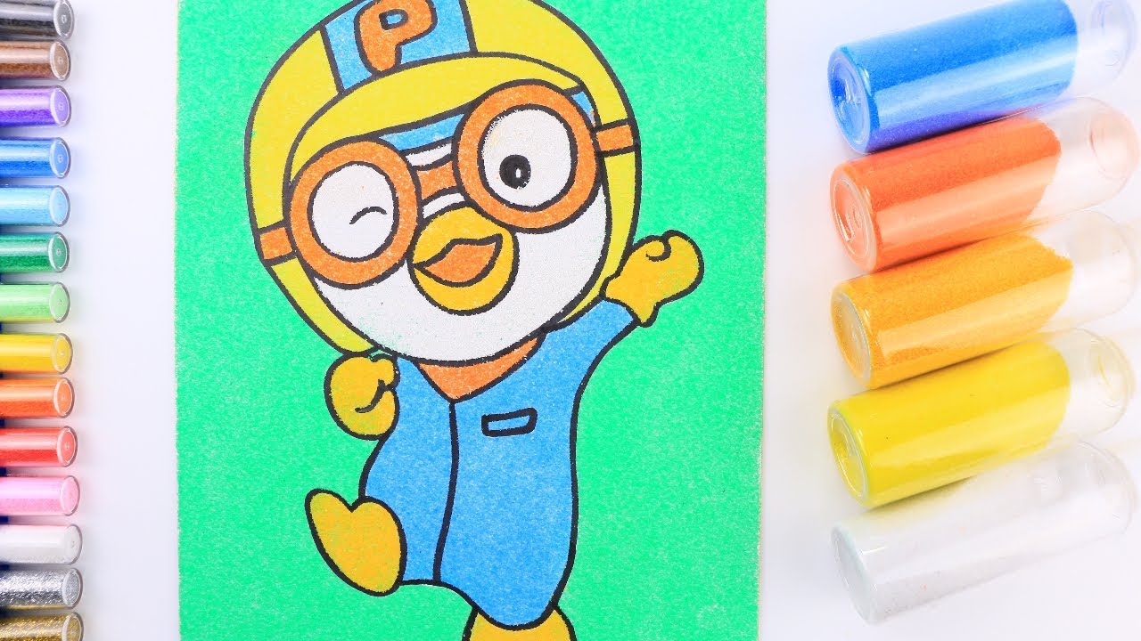 PORORO coloring & drawing ㅣ 뽀로로 색모래 색칠놀이 색깔놀이 아동미술 샌드아트 색깔 영어 ㅣ 귀여운 캐릭터 그리기 색칠공부