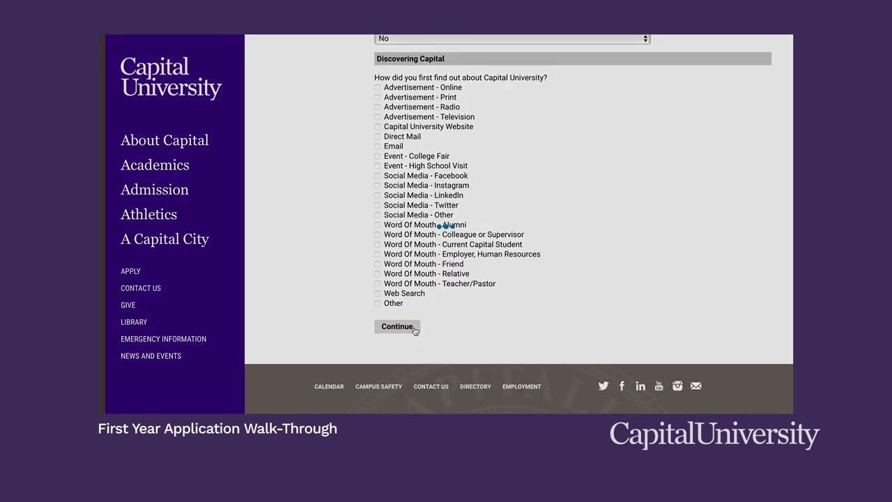 International First Year Application Instructions | Capital University