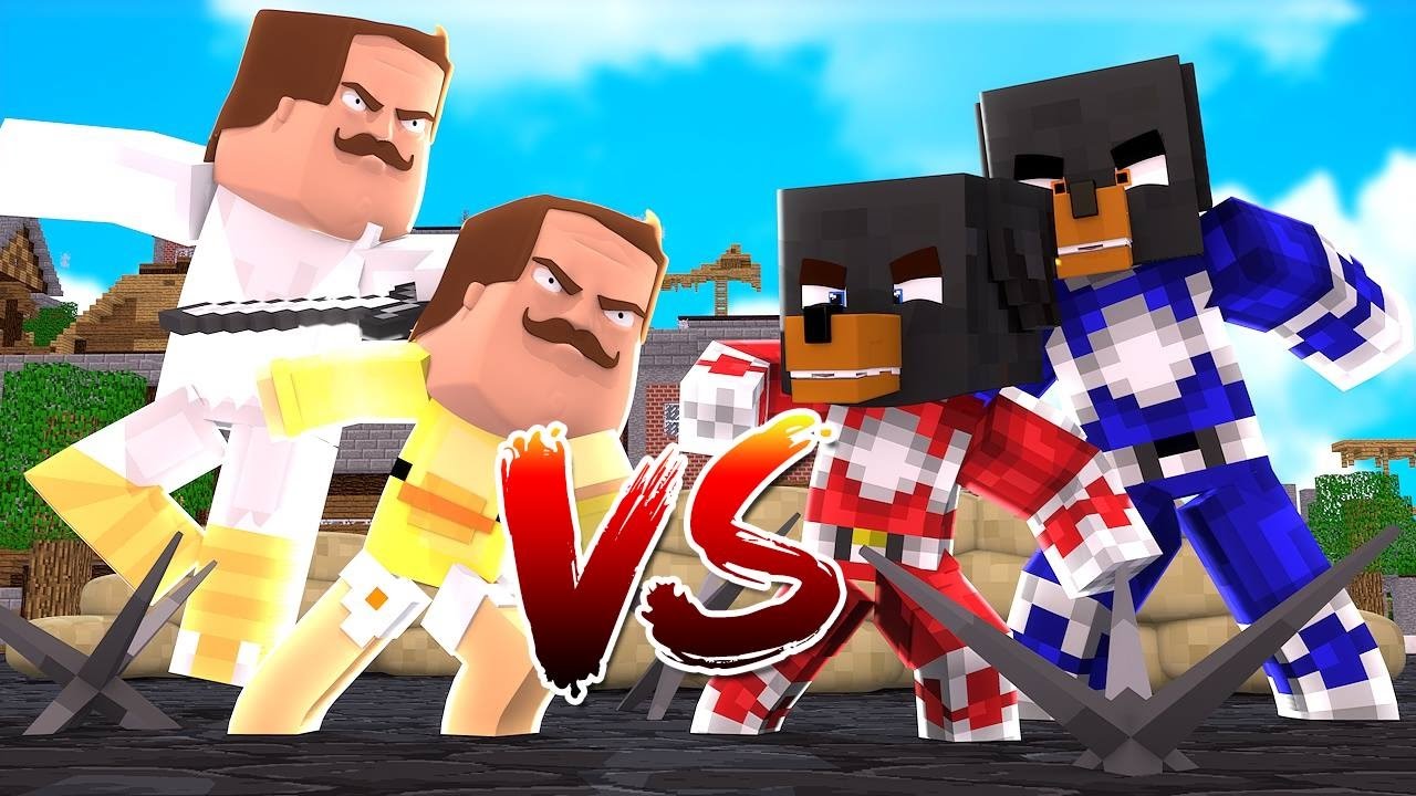 Minecraft - POWER RANGERS Versus HELLO NEIGHBOR - Little Club Baby Max - w/ Baby Duck, Donut