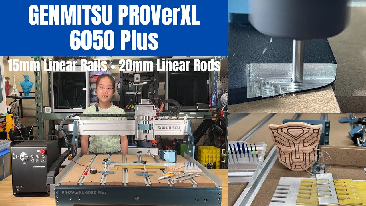GENMITSU PROVerXL 6050 Plus CNC Router, 15mm linear rails, 20mm linear rods, 130 lbs. 300W spindle