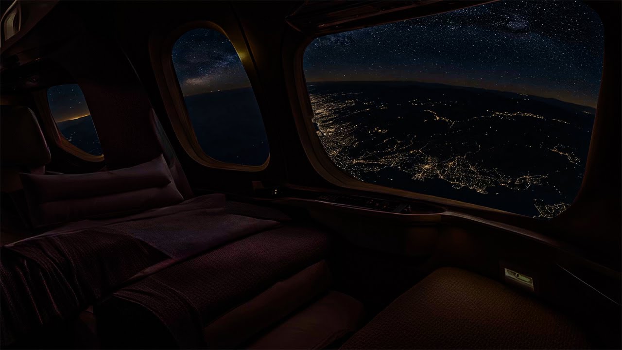 10 Hours of Peaceful Cabin Ambience | Sleeping, Relax, Zen 🛬Jet Engine Airplane White Noise - NO ADS