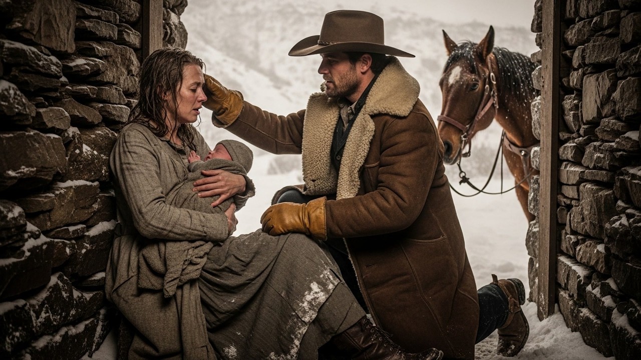 She Gave Birth Alone In An Abandoned Mine In Snow, The Cowboy Found Her And Brought Them Home
