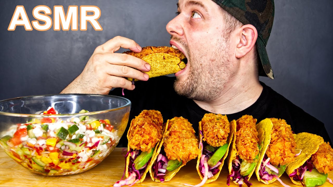ASMR CAJUN SPICED FISH TACOS MUKBANG | DAVE KAY ASMR