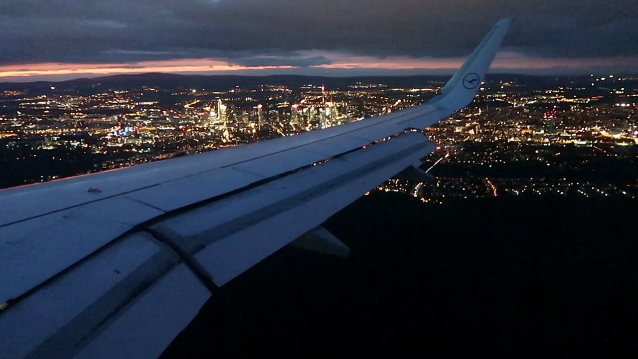 [Onboard] Lufthansa Airbus A320NEO *beautiful sunset* landing ✈ Frankfurt Airport