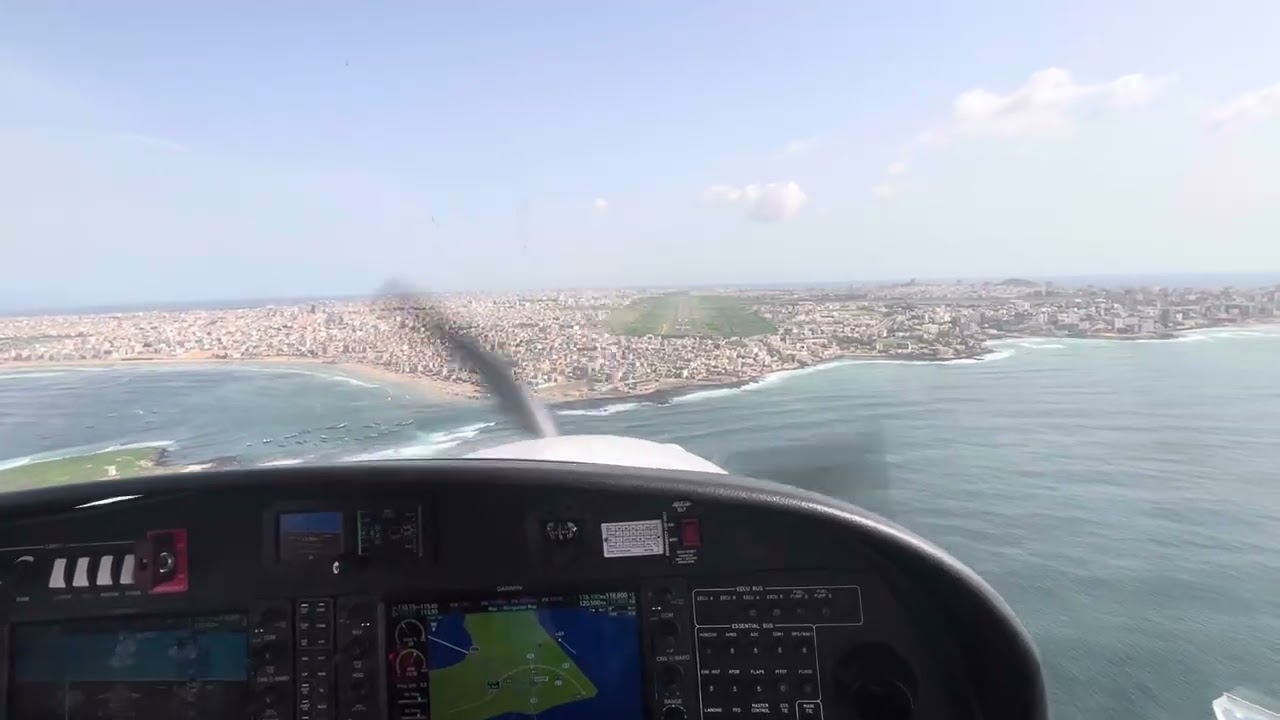On final Runway 18 at Dakar Yoff DA40NG EAA