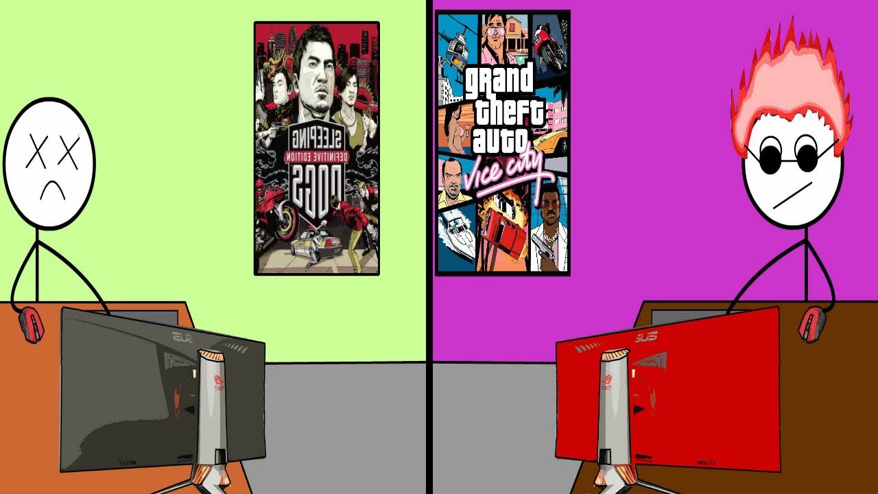 Sleeping Dogs Gamer VS GTA vice city Gamer