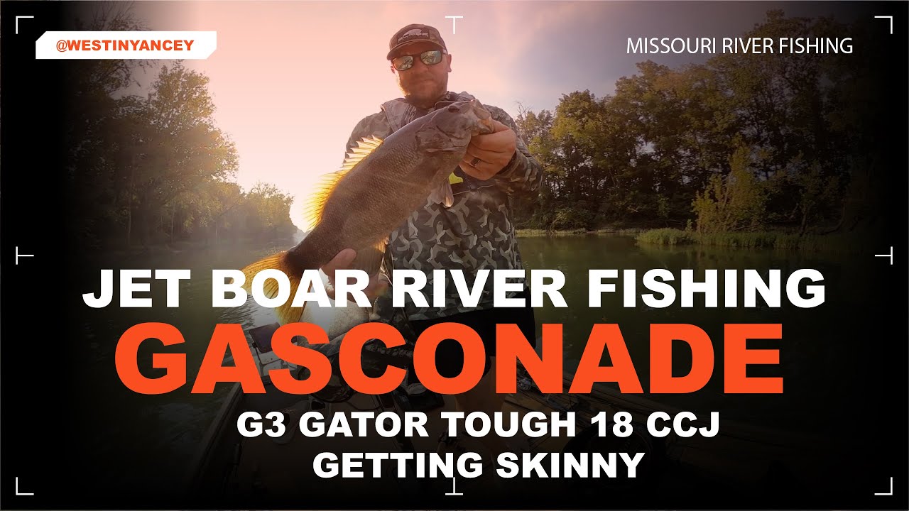River Smallmouth Fishing on the Gasconade River |  G3 Gator Tough 18CCJ Jet Boat Gets SKINNY 💦
