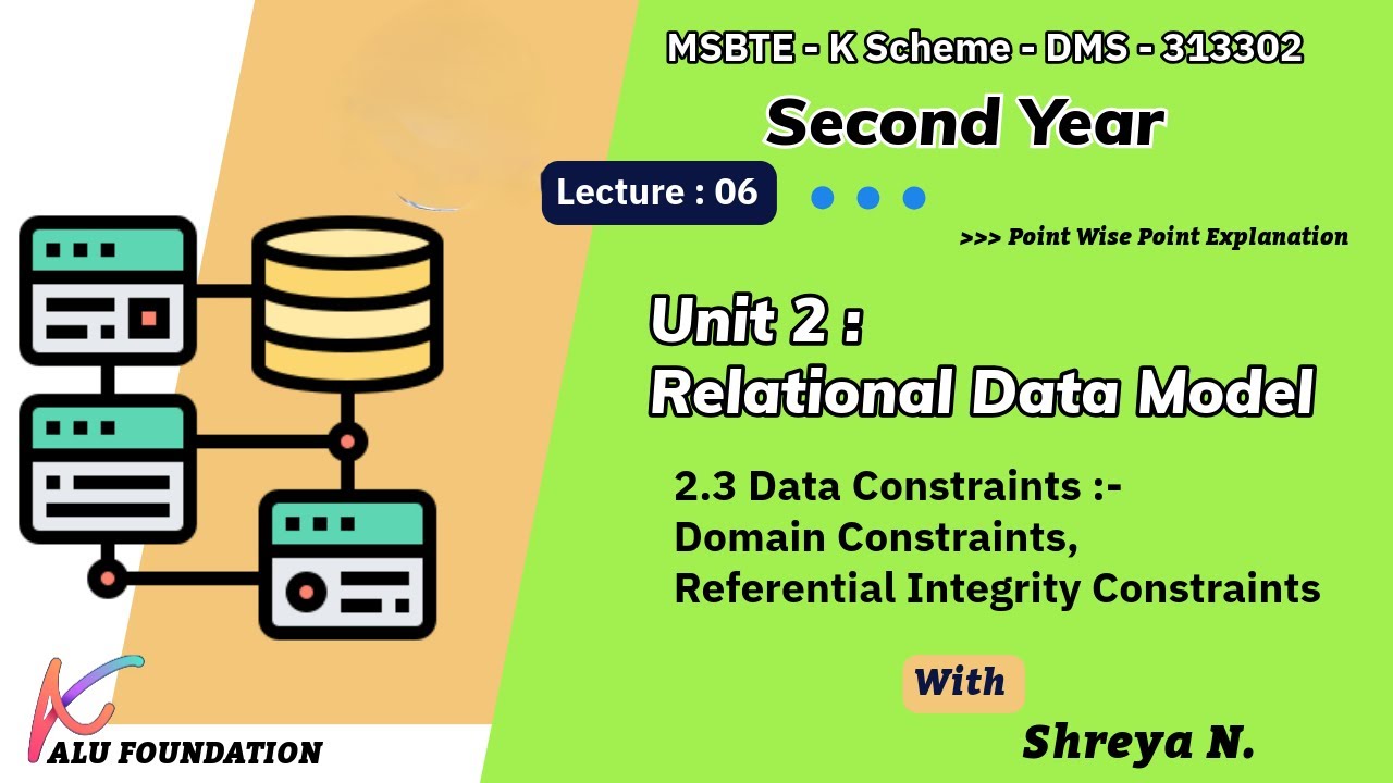 2.3 Data Constraints :Domain Constraints, Referential Integrity Constraints | MSBTE | DMS 313302| K