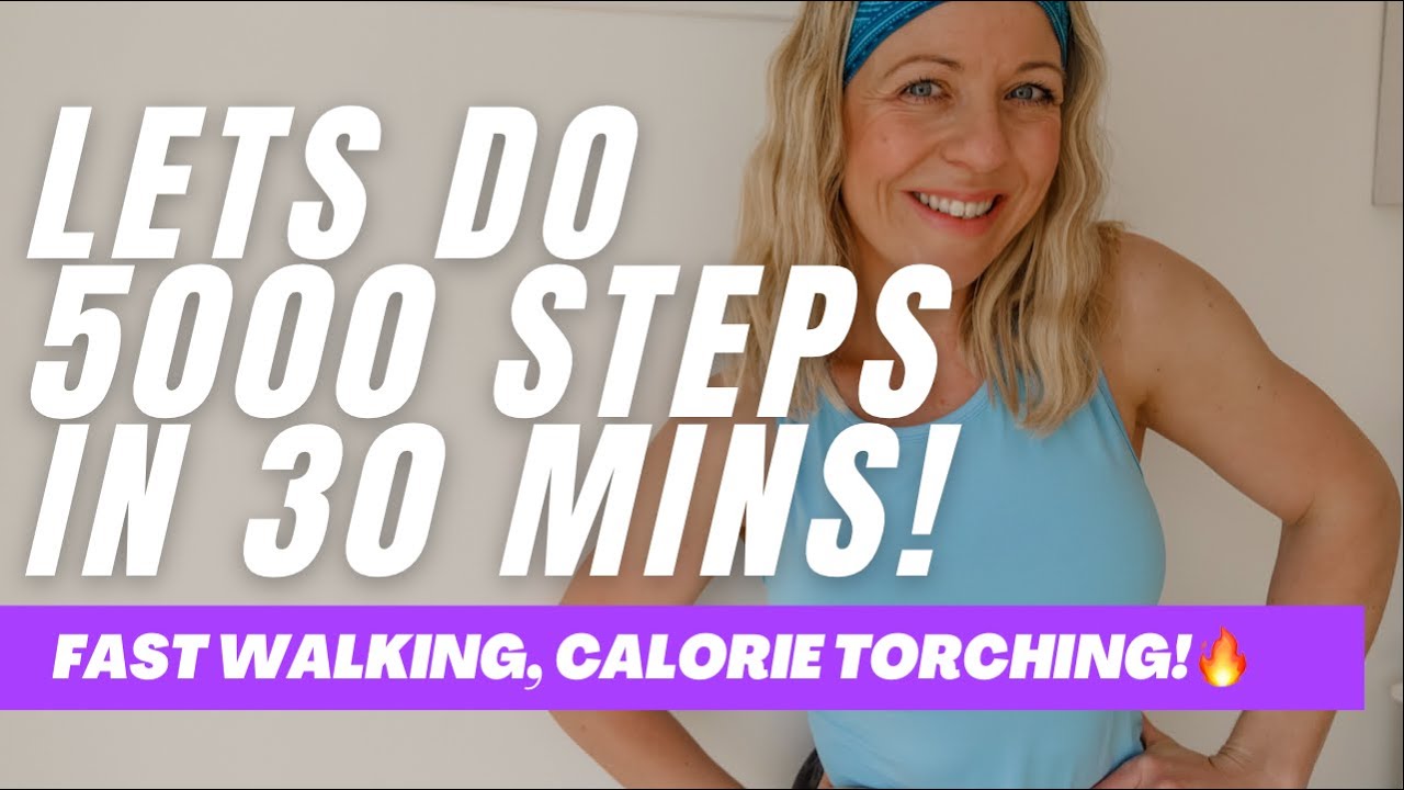 Let's Do 5000 Steps In 30 Mins- Fast Walking Workout- Calorie Torcher- Low Impact- No Equipment