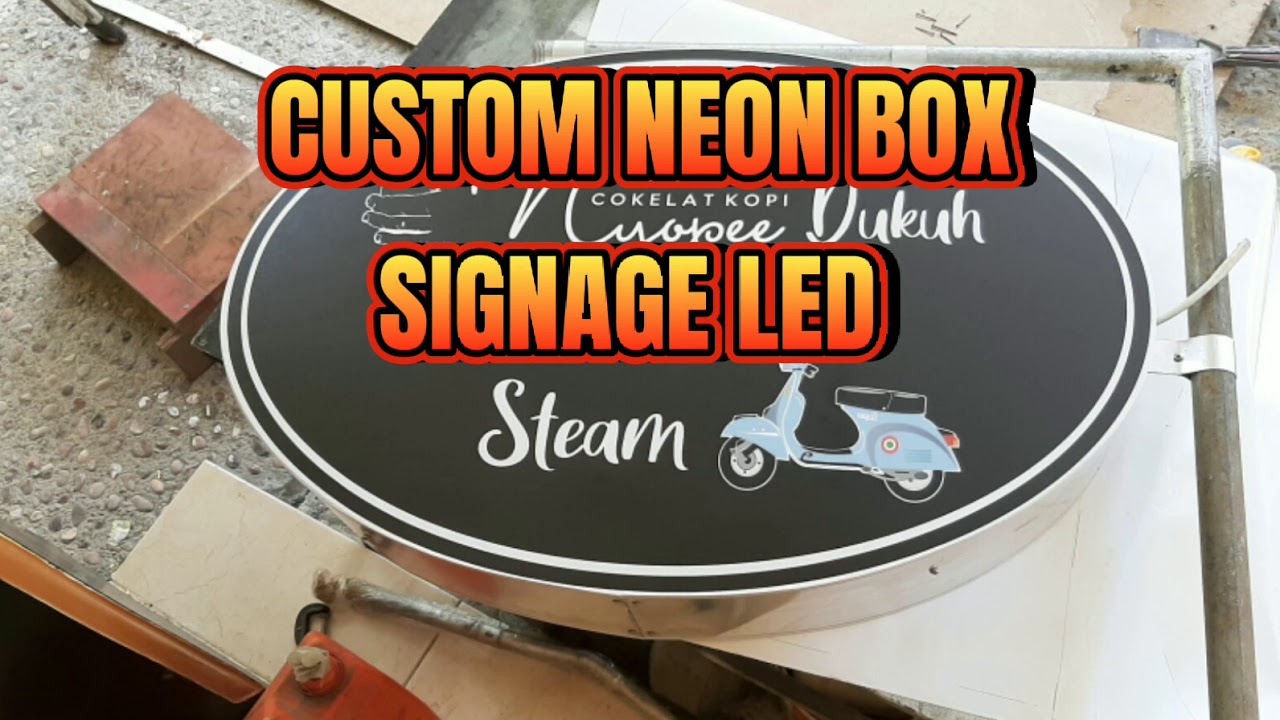Neon Box murah Signage LED custom bulat oval kotak acrylic aluminium stainless