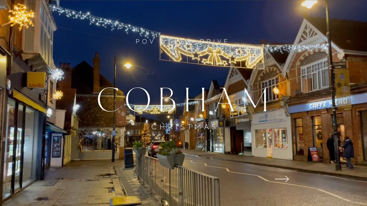 Cobham | Christmas Lights ✨🎄 | Walking & Driving POV