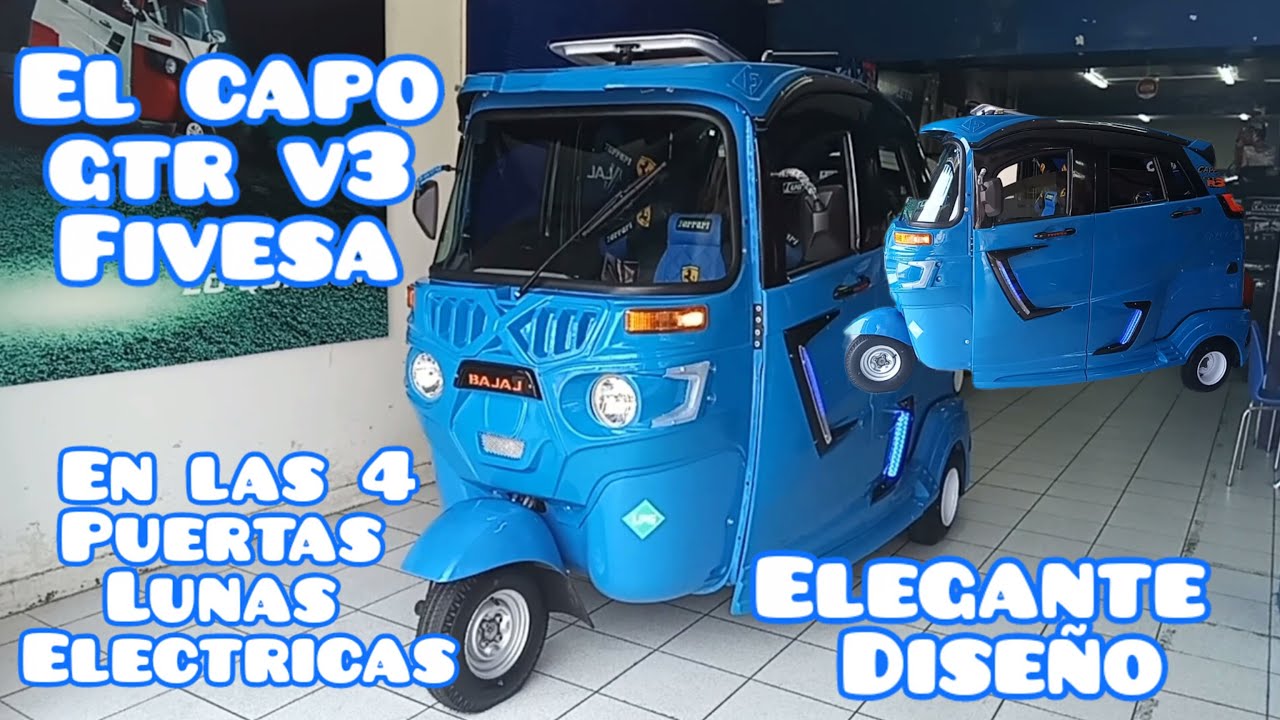 ELEGANTE DISEÑO EL CAPO GTR V3 fibra FIVESA LUNAS ELECTRICAS EN LAS 4 PUERTAS BAJAJ CROM UG