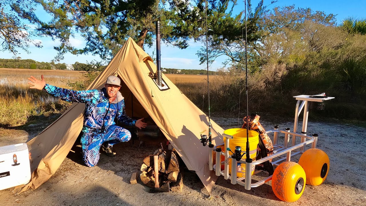 Hot Tent Camping! Coastal Catch Cook Camp