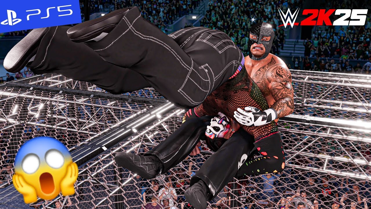 WWE 2K25 - Rey Mysterio vs. Jeff Hardy - Hell in a Cell Match | PS5