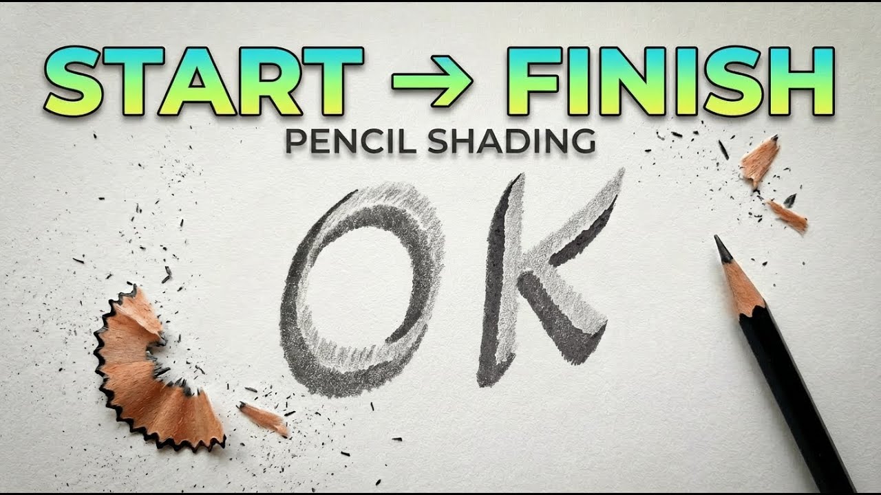 Pencil Drawing “OK” ✏️ | 3D Shading — Start to Finish (2 Styles)