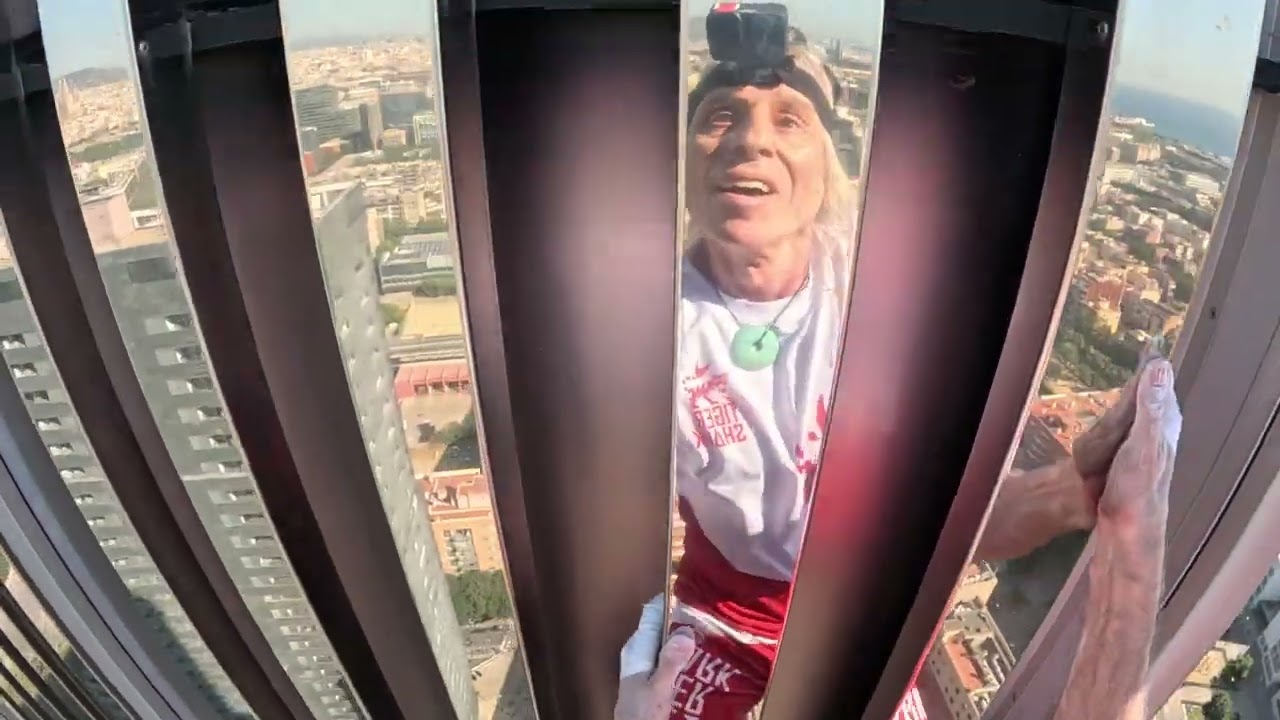 July 8, 2025 TIGER SHARK MISSION 1 . Climbing  for peace in Barcelona.