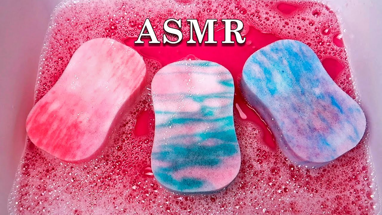 ASMR Sponge Squeezing 🧽 New Marble Sponges 💗 Satisfying Pink Suds