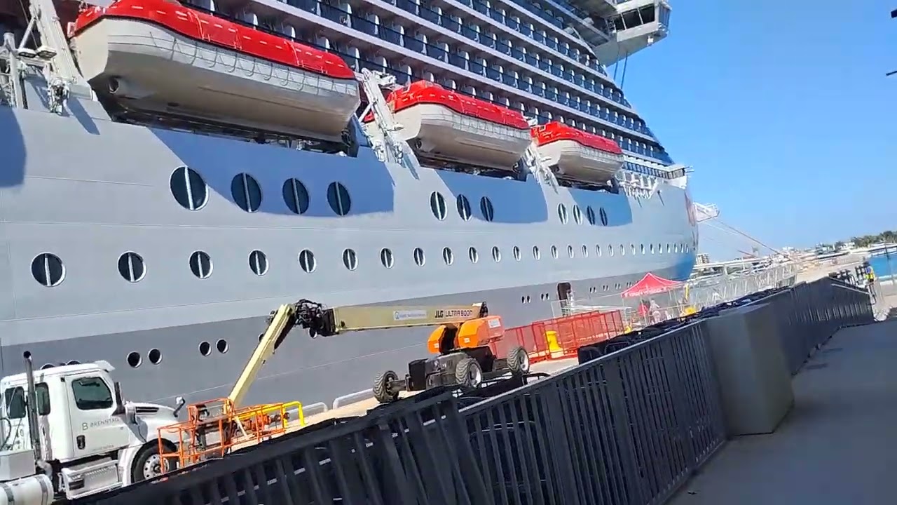 Miami Florida. Going aboard virgin cruise ship crew entrance
