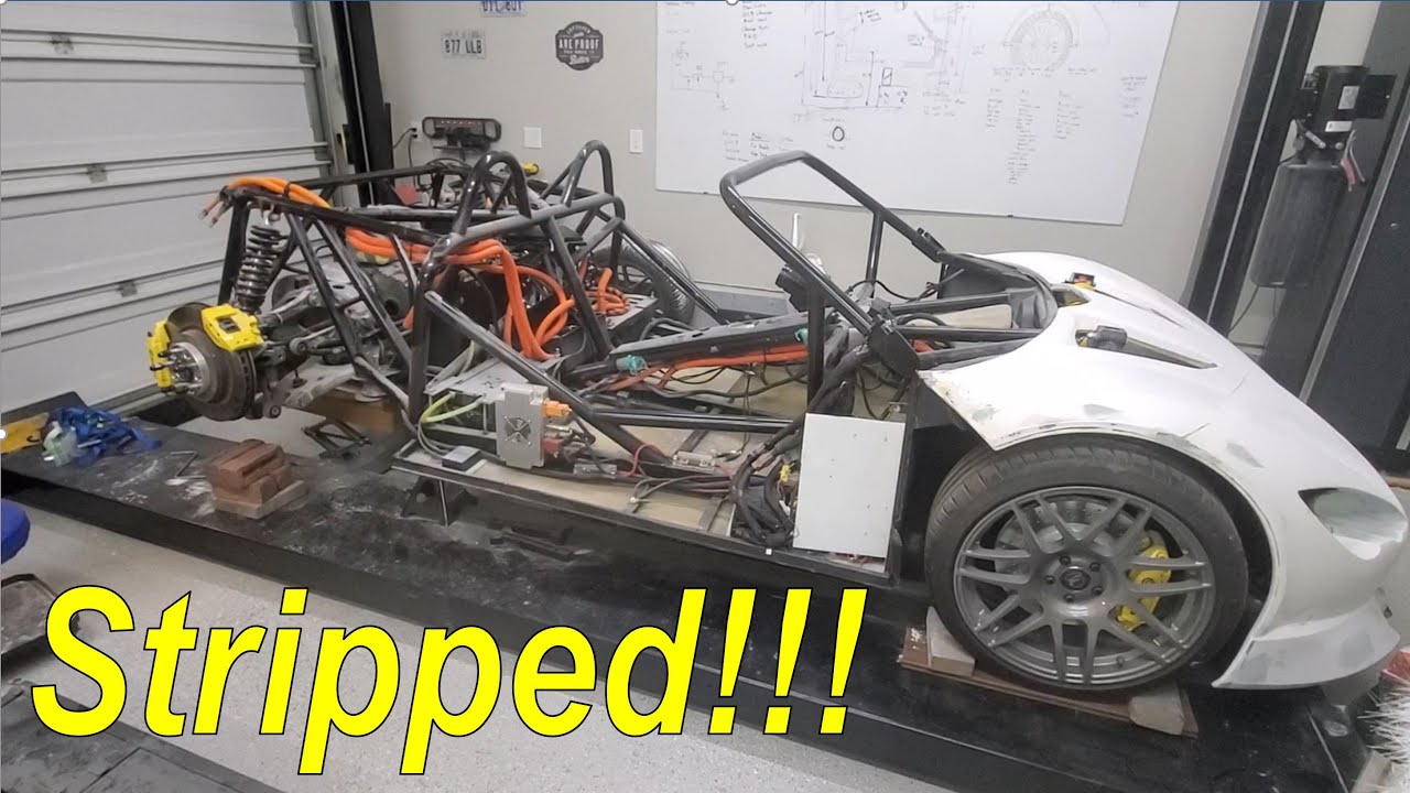 Stripped - The Electric Supercar is Stripped to Remove the Motor for Repairs