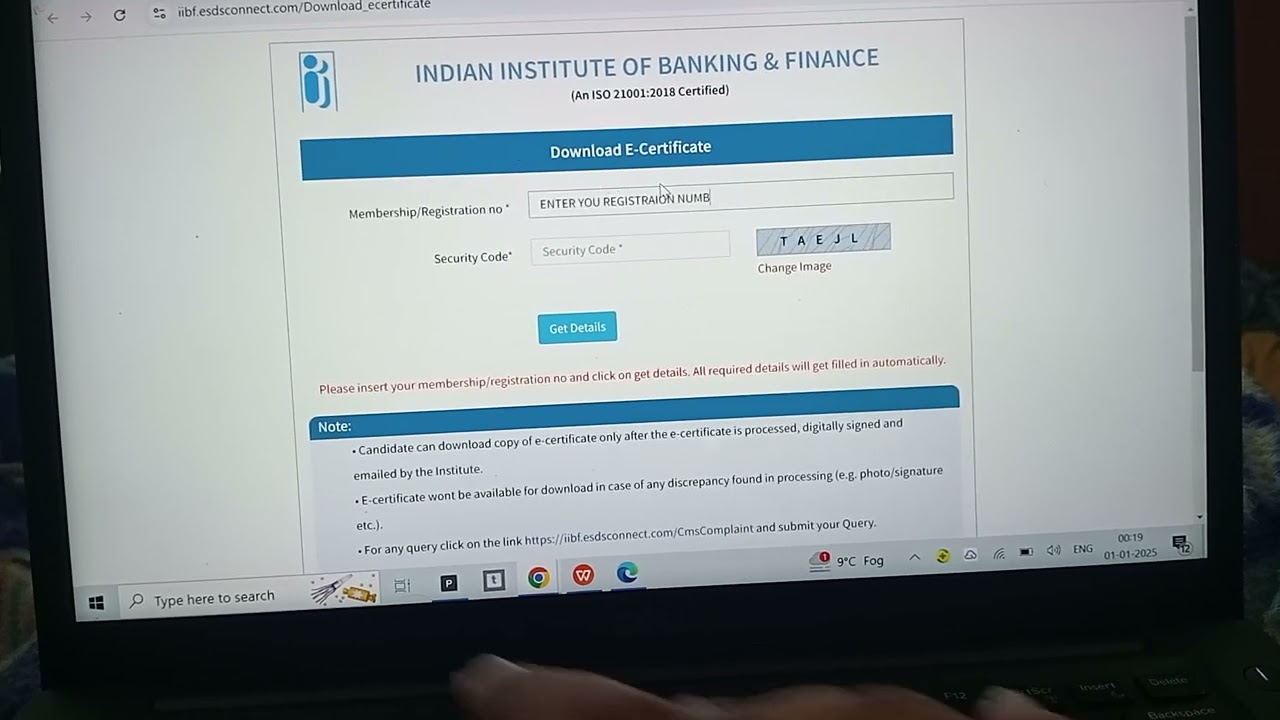 how to download banking dra certificate  from iibf site
