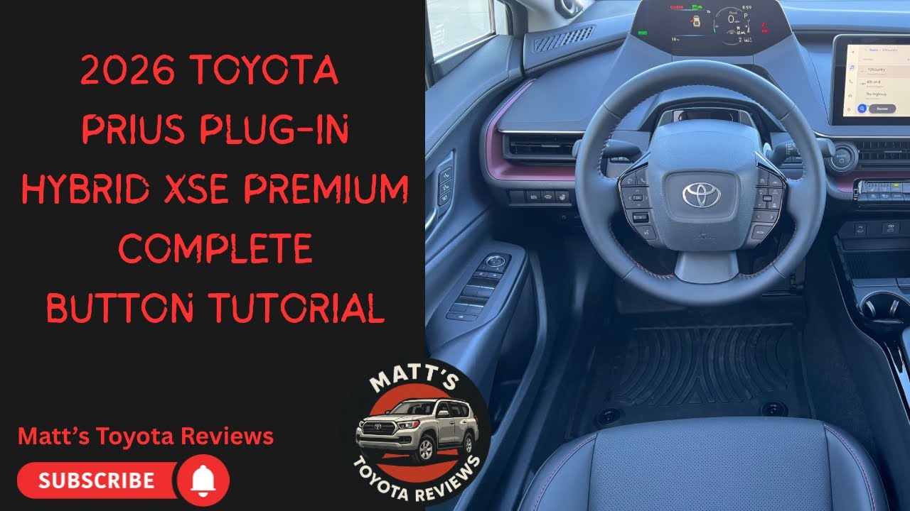 Полное руководство по кнопкам для Toyota Prius Plug-In Hybrid XSE Premium 2026 года выпуска