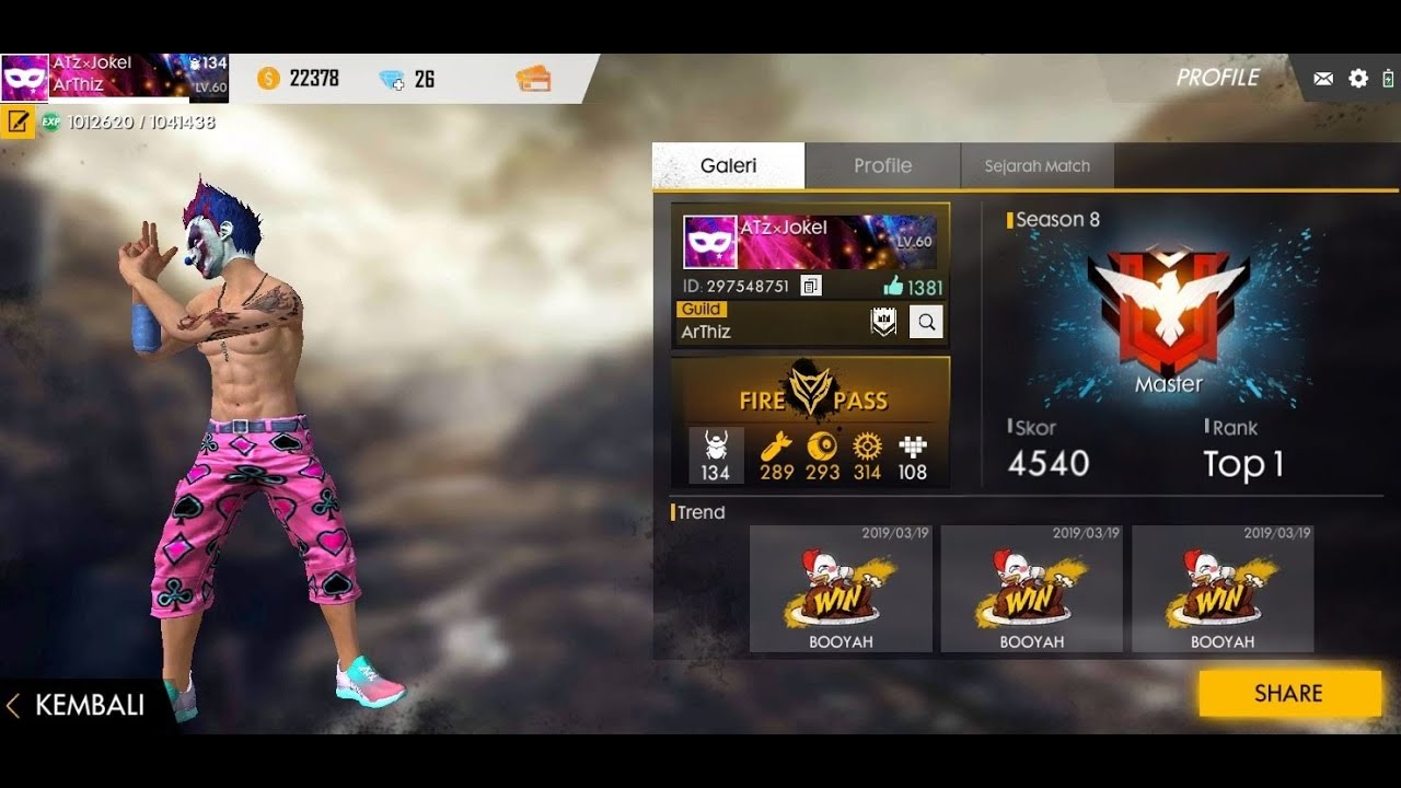 FREE FIRE PUSH RANK 1 MALAM TOP GLOBAL 1 Season 8 ATzJokel DEWACROT Gass #shorts #live #bocilff #1