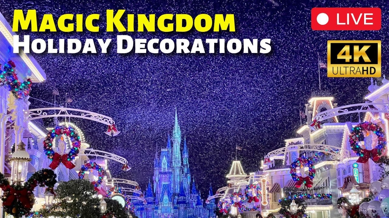 🔴LIVE🔴 Magic Kingdom Holiday Decorations, Rides & Fireworks | Disney World 4K