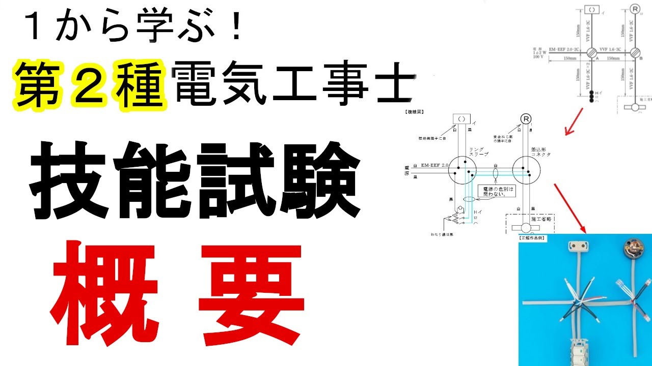 【技能試験の概要】試験内容　試験時期　出題範囲　使用できる工具　出題形式　欠陥　１から学ぶ第２種電気工事士