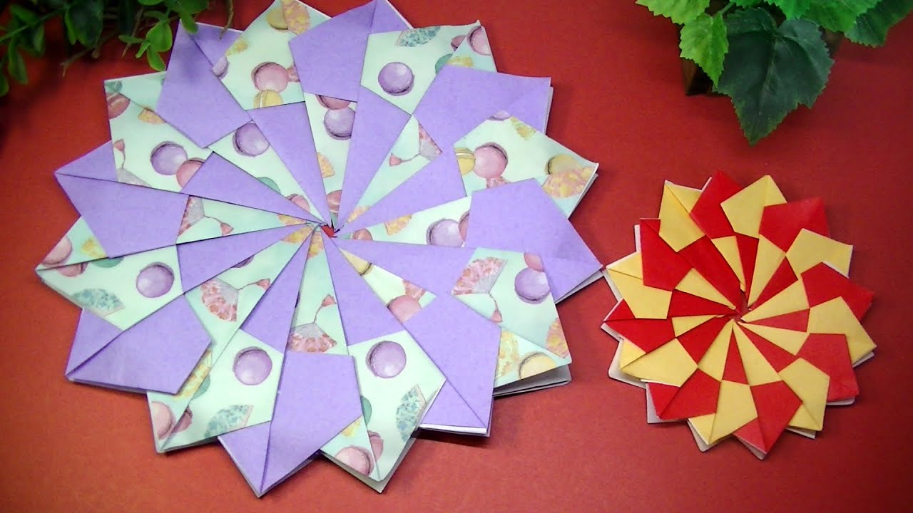 折り紙でコースター鍋敷き・１８枚使います・Origami  ・Mr coin origami channel１５