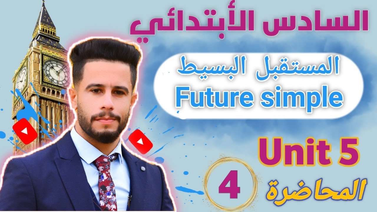 انكليزي سادس ابتدائي/ اليونت 5 / الدرس 4 /شرح زمن المستقبل البسيط future simple بطريقة جدا سهله