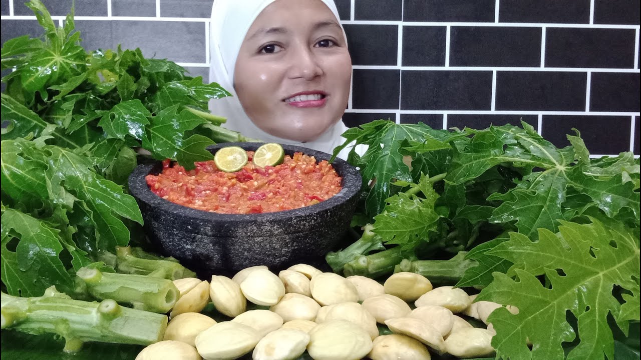 MUKBANG BATANG DAUN PEPAYA JENGKOL MUDA SAMBEL TERASI || TANPA NASI || MUKBANG INDONESIA