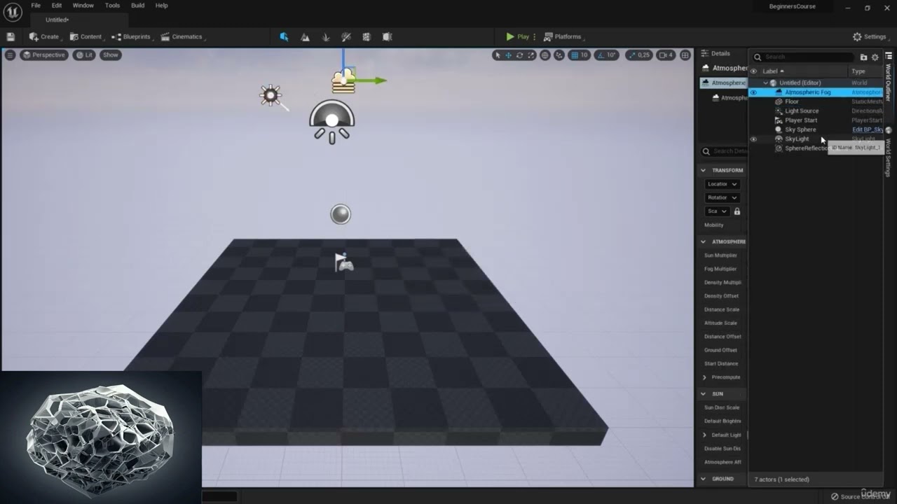 5 Панель Планирования Мира в Unreal Engine The World Outliner