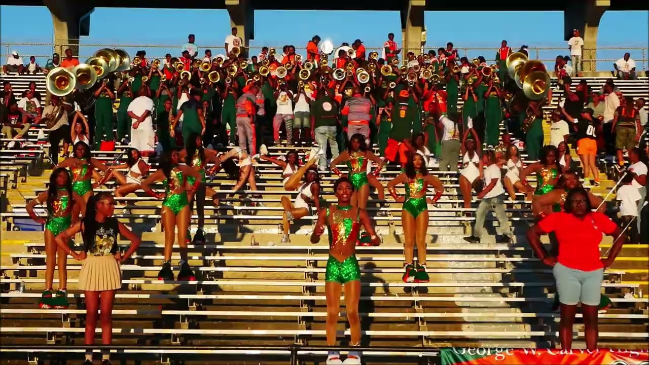 G W Carver Marching Band & Alumni Combined Highlights 2025 @ Mcmain game Featuring majorettes 