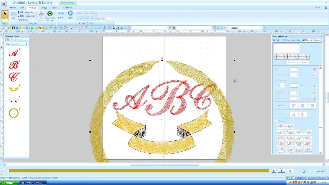 Brother PE Design Next: Monogram text (Lesson 15)