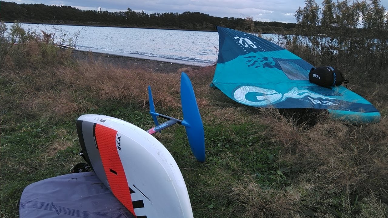 ウイングフォイル 川で練習 １年たってようやくジャイブが安定してきた go foil MALIKO280 GL210 wingfoil RRD pocket rocket ウイング サーフィン