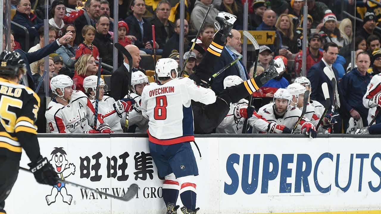 Alex Ovechkin launches Chara into Capitals bench with huge hit