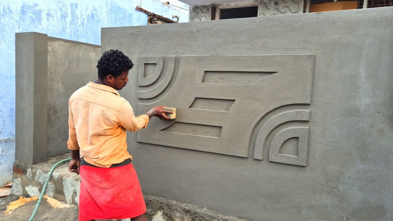 Plastering Techniques of Gatewall_ Creative Front Wall Border Plastering Accurately with Cement