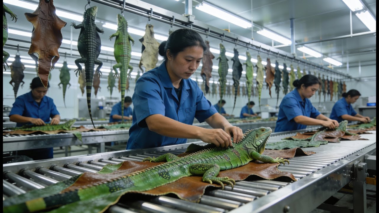 Inside the Iguana Leather Factory – How Rare Reptiles Become Luxurious Accessories | Full Process
