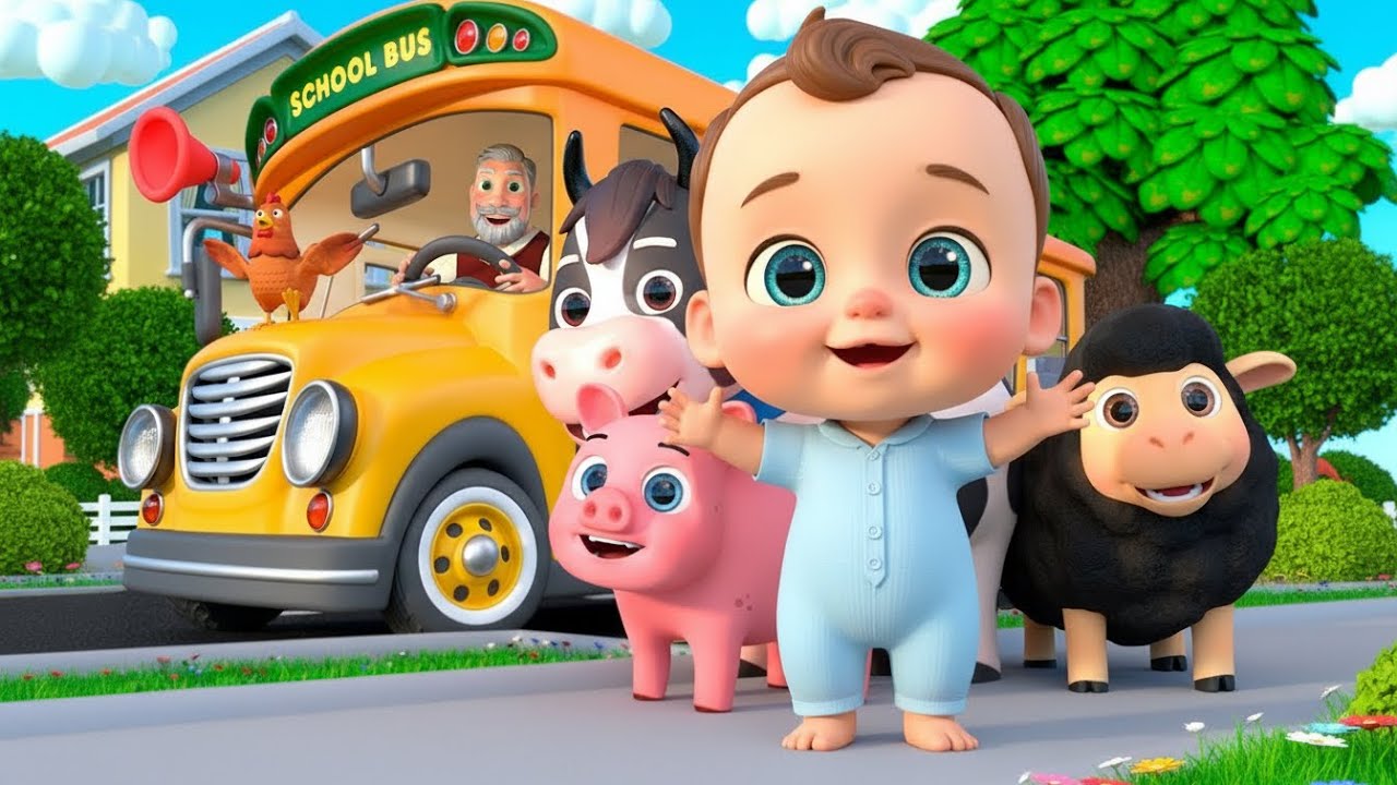 Wheels On The Bus (Animals Version) + More Dudu dada Cartoon Nursery Rhymes & Kids Songs